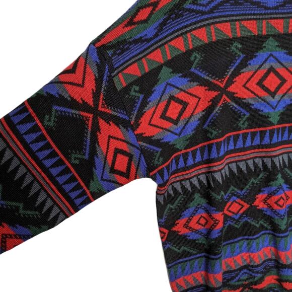 Vintage 80's Meister Southwest Print Ski Sweater Wool Blend Size XL - Picture 3 of 6